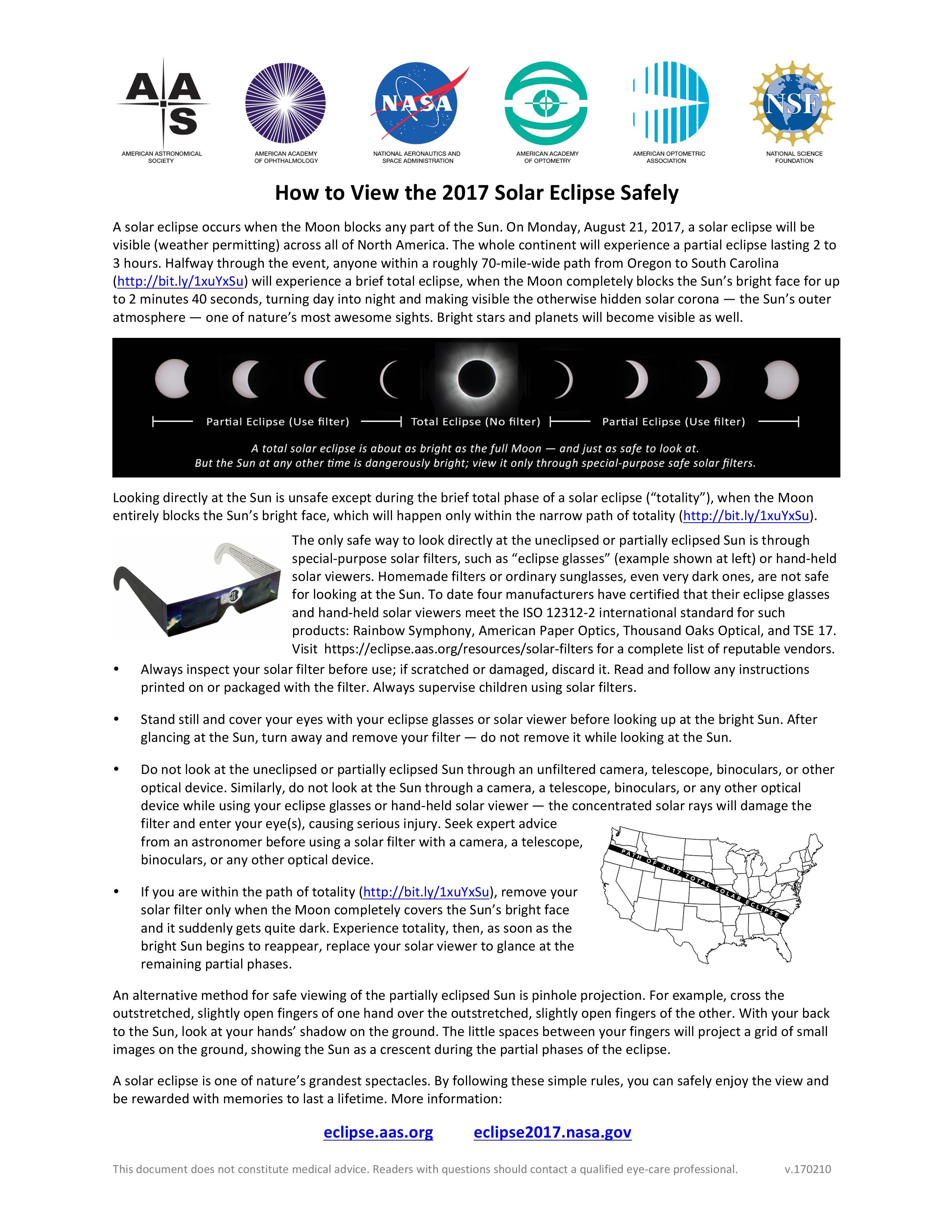 Springdale Eye Doctor Solar Eclipse Safety